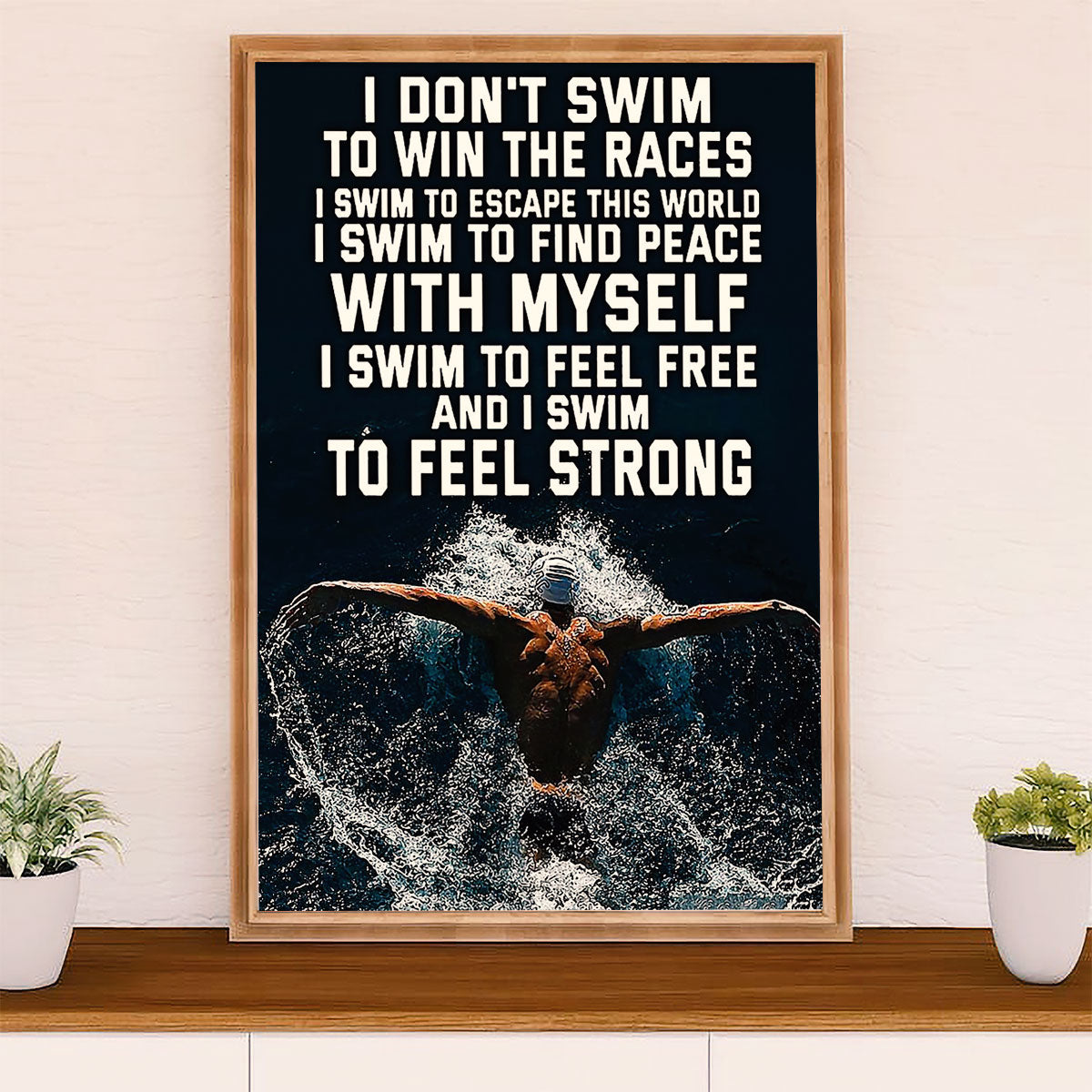 Swimming Poster Room Wall Art | Feel Strong | Gift for Swimmer