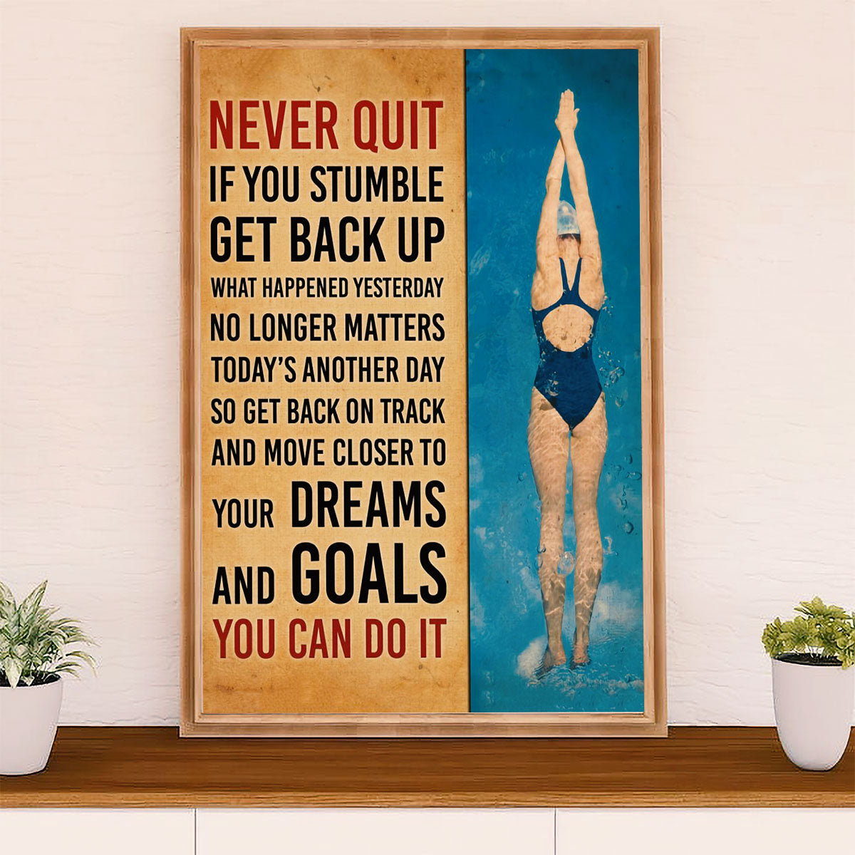 Swimming Poster Room Wall Art | Dreams Goals | Gift for Swimmer