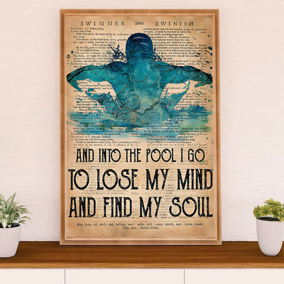 Swimming Poster Room Wall Art | Lose My Mind Find My Soul | Gift for Swimmer