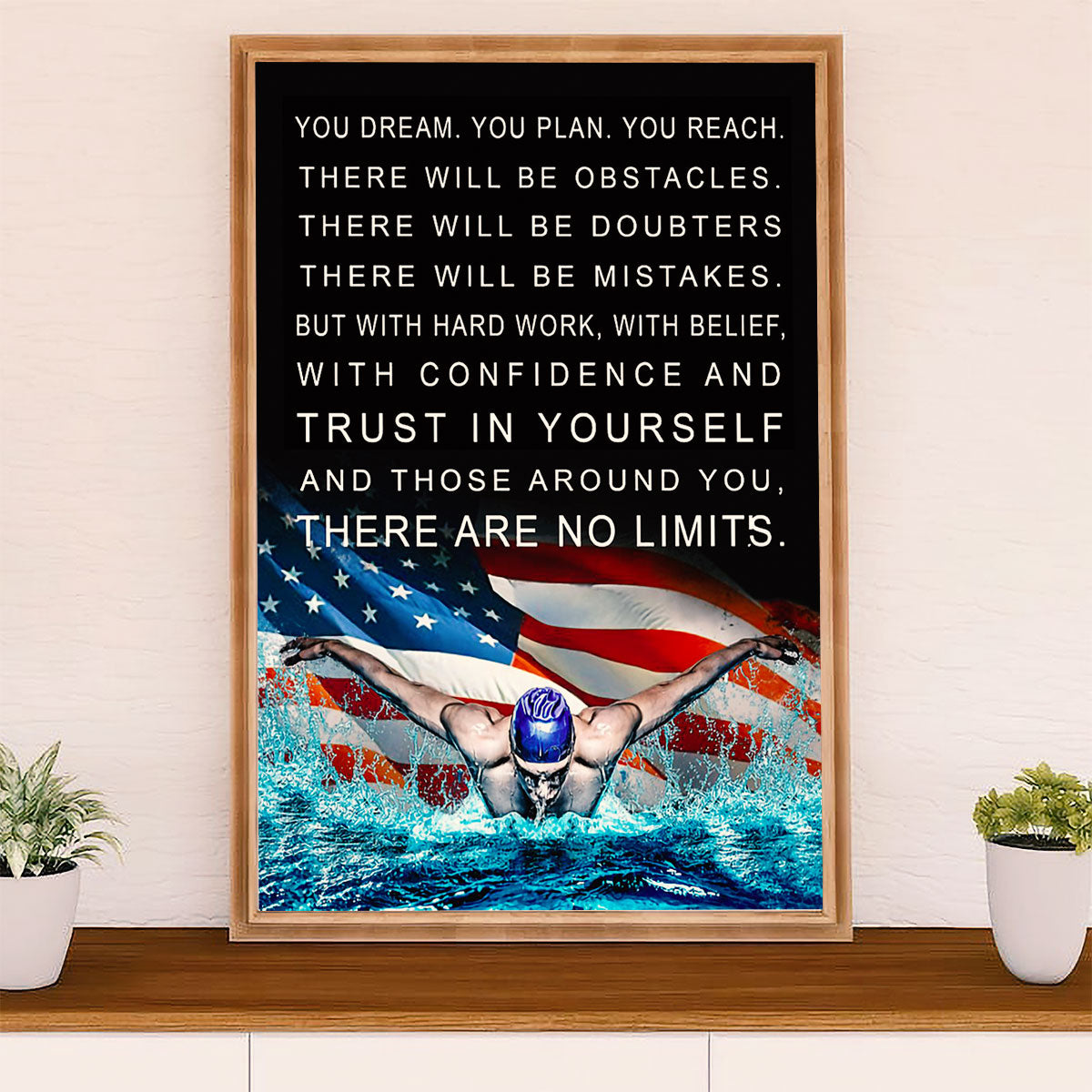 Swimming Poster Room Wall Art | Dream Plan Reach | Gift for Swimmer