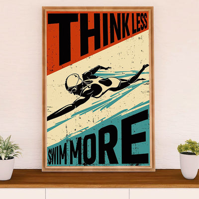 Swimming Poster Room Wall Art | Think Less Swim More | Gift for Swimmer