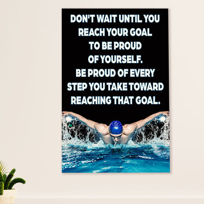 Swimming Poster Room Wall Art | Proud of Every Step You Take | Gift for Swimmer