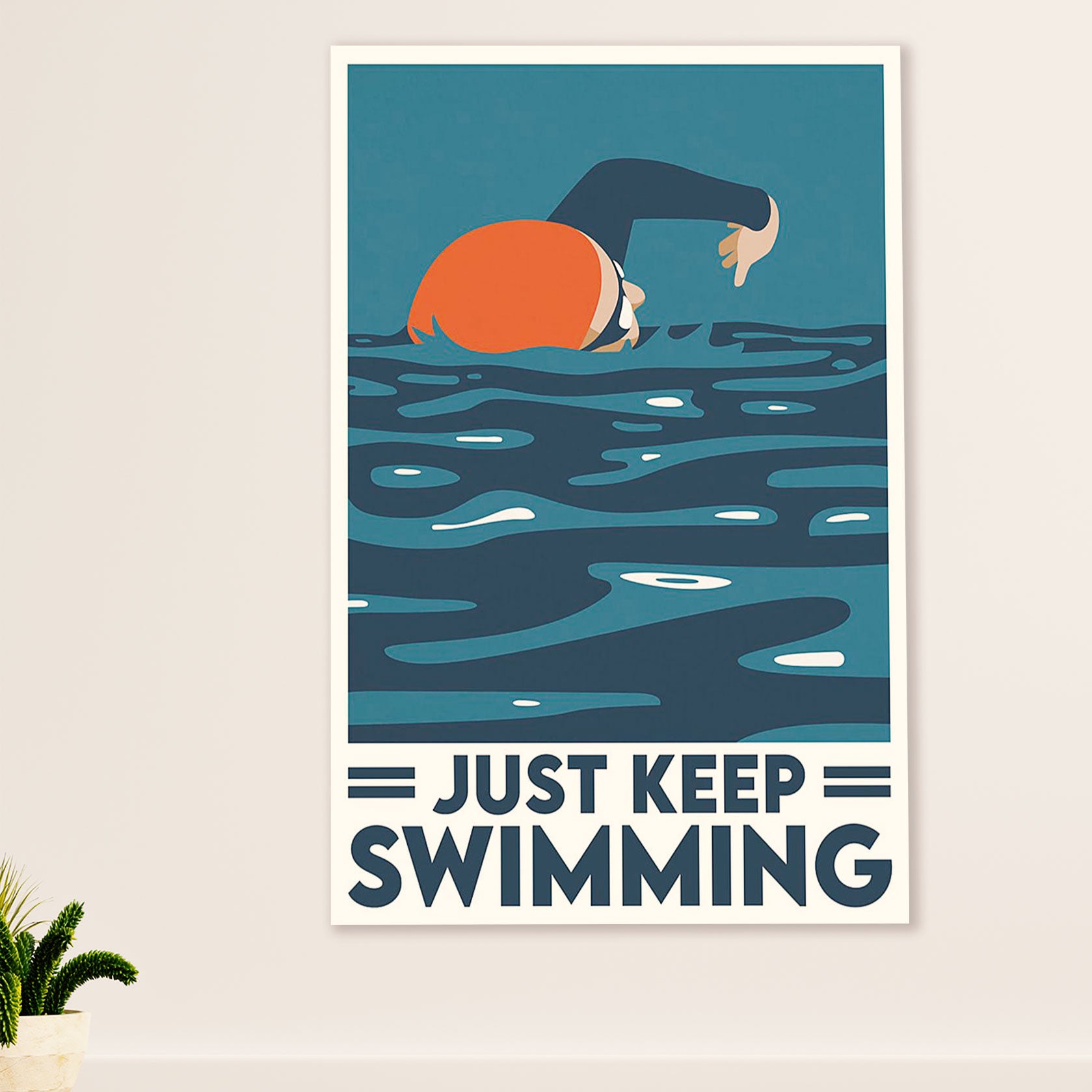 Swimming Poster Room Wall Art | Just Keep Swimming | Gift for Swimmer