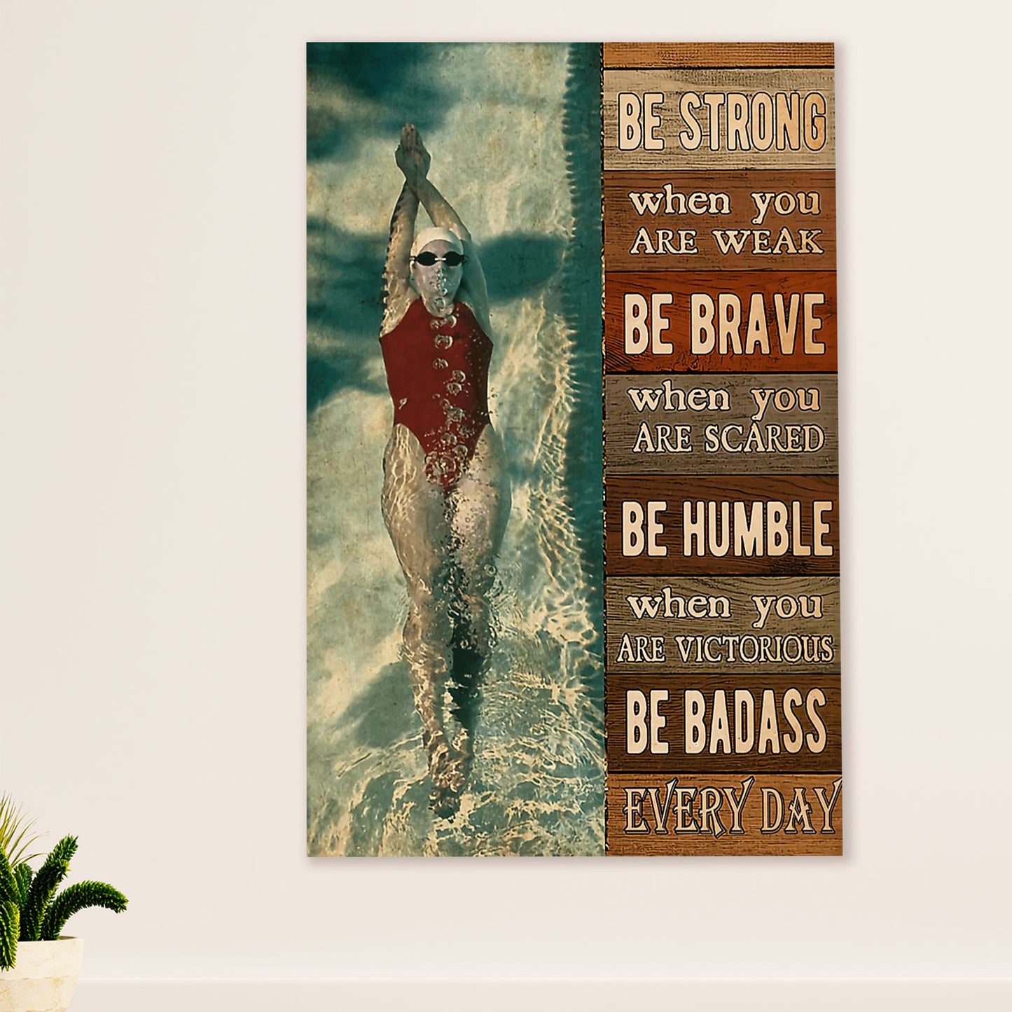 Swimming Poster Room Wall Art | Be Brave | Gift for Swimmer