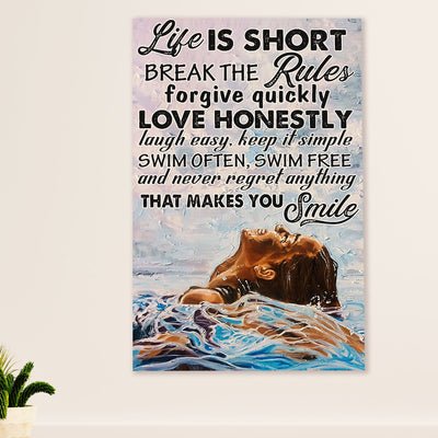 Swimming Poster Room Wall Art | Motivational Inspirational Quotes | Gift for Swimmer