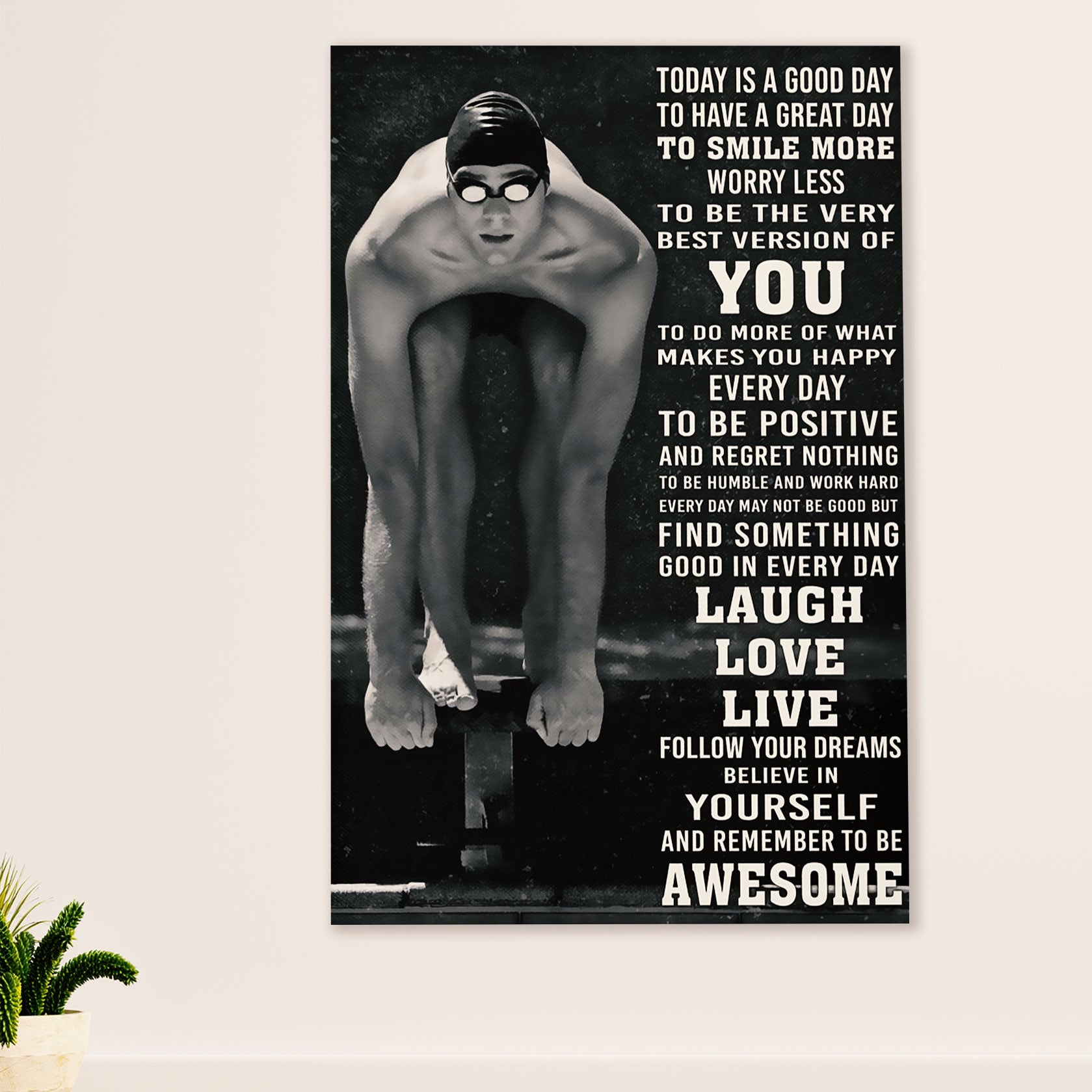 Swimming Poster Room Wall Art | Best Version of You | Gift for Swimmer