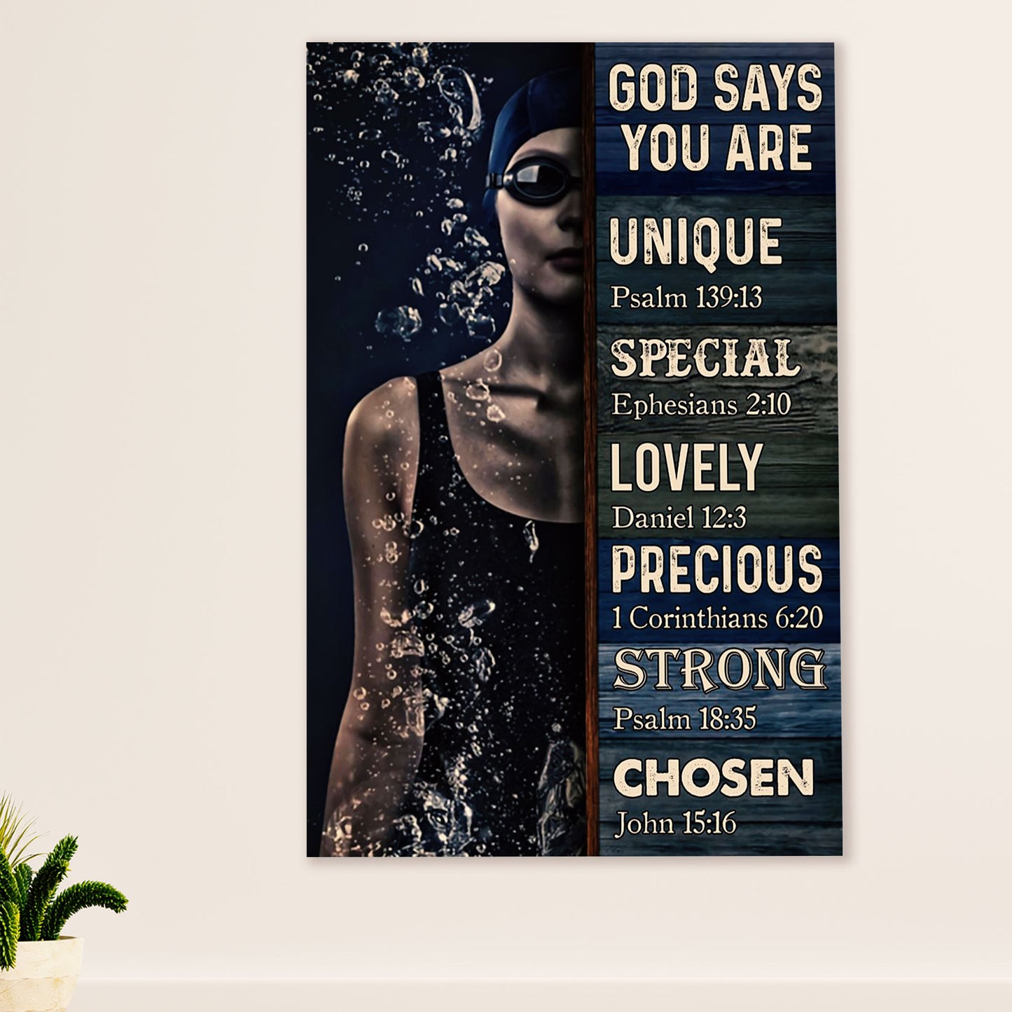 Swimming Poster Room Wall Art | God Says You Are | Gift for Swimmer