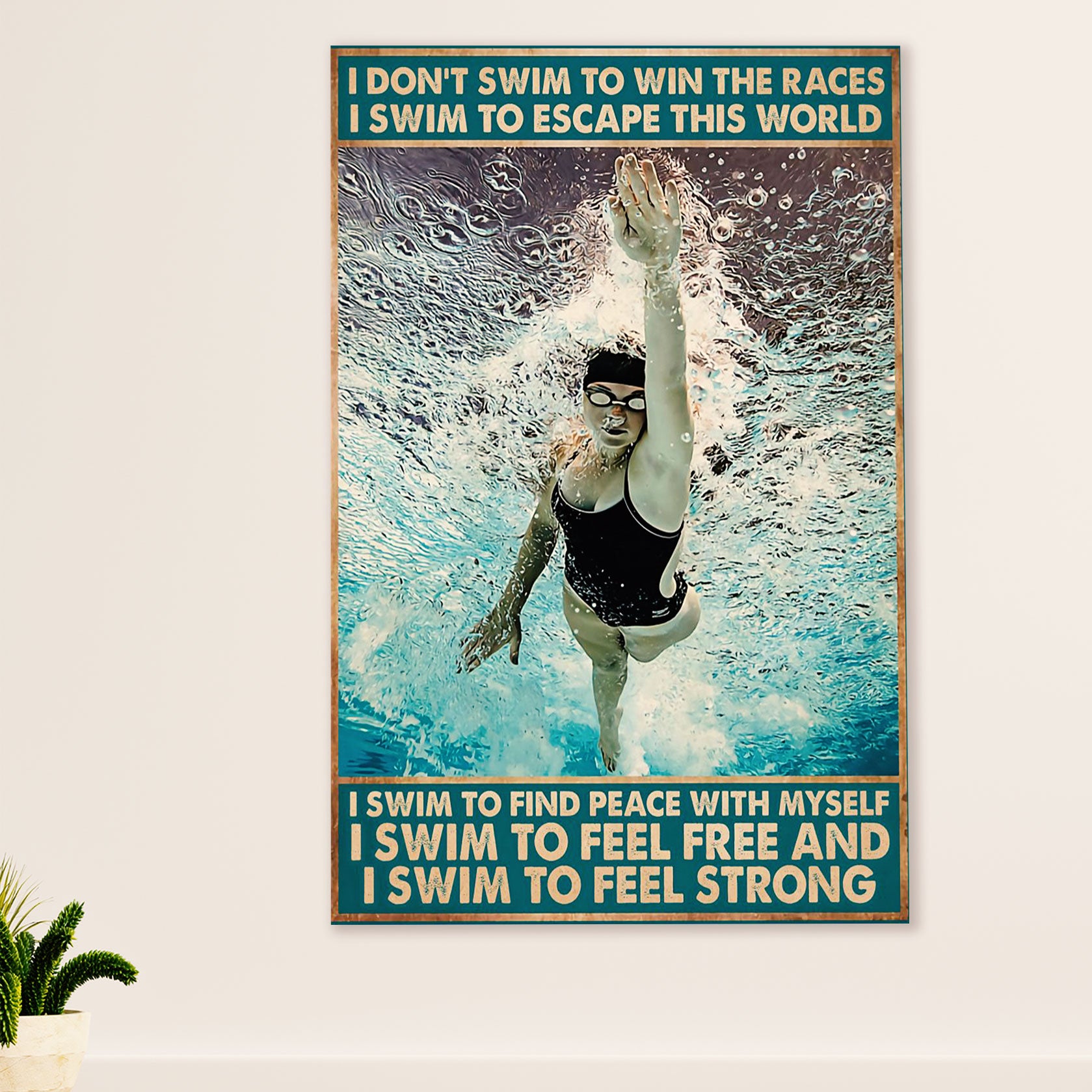 Swimming Poster Room Wall Art | Escape This World | Gift for Swimmer