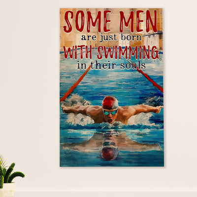 Swimming Poster Room Wall Art | Men Love Swimming | Gift for Swimmer