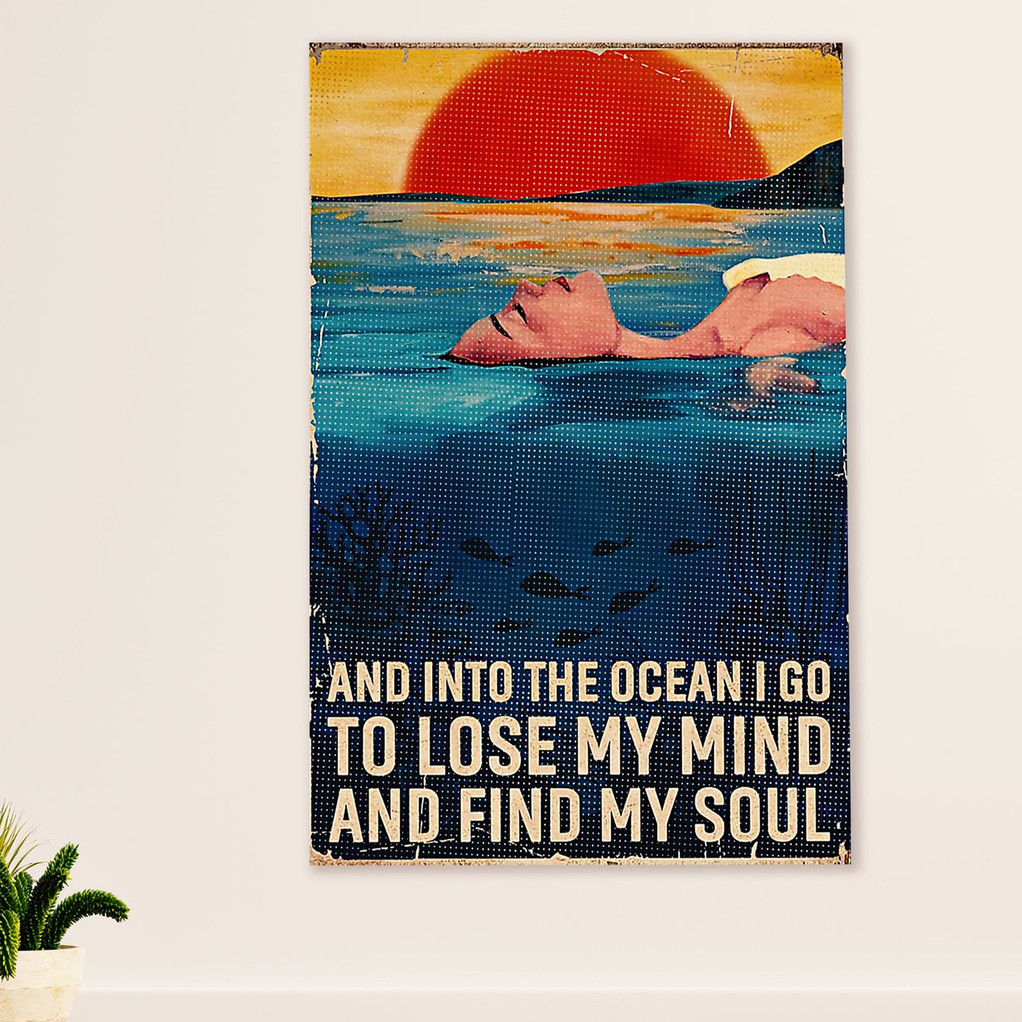 Swimming Poster Room Wall Art | Into The Ocean | Gift for Swimmer