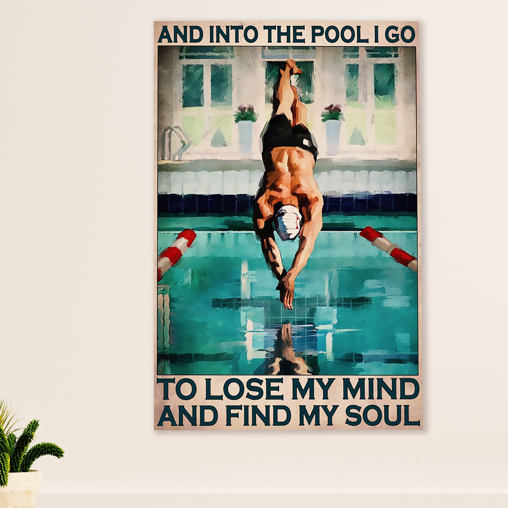 Swimming Poster Room Wall Art | Into The Pool | Gift for Swimmer