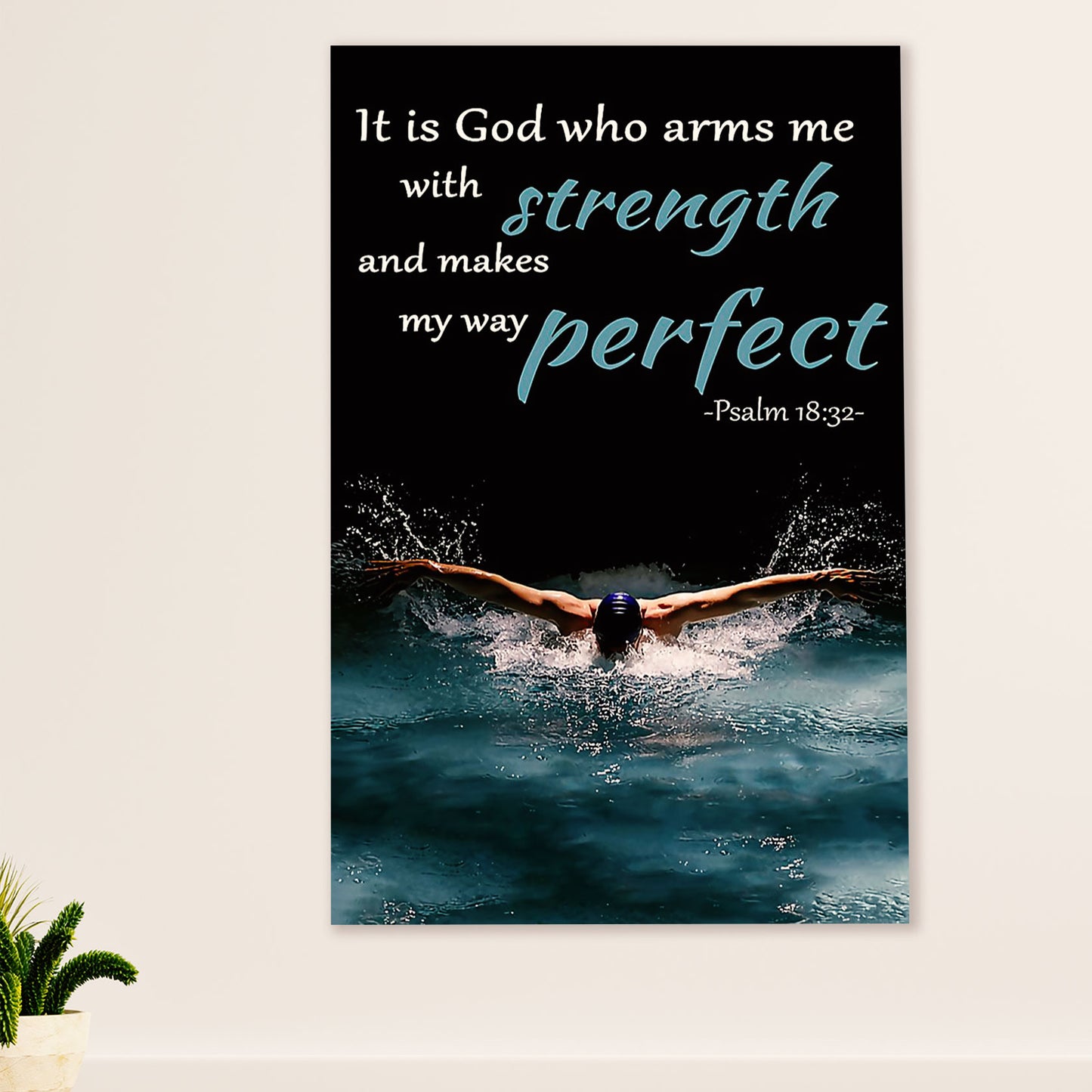 Swimming Poster Room Wall Art | Strength Perfect | Gift for Swimmer