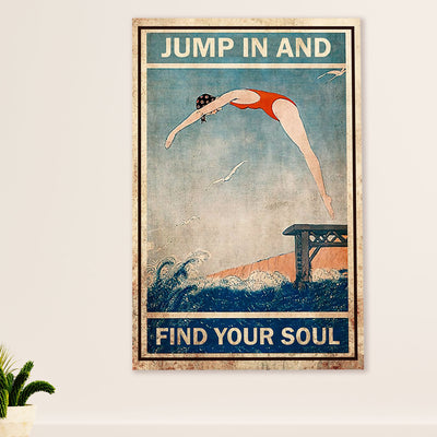 Swimming Poster Room Wall Art | Jump In | Gift for Swimmer