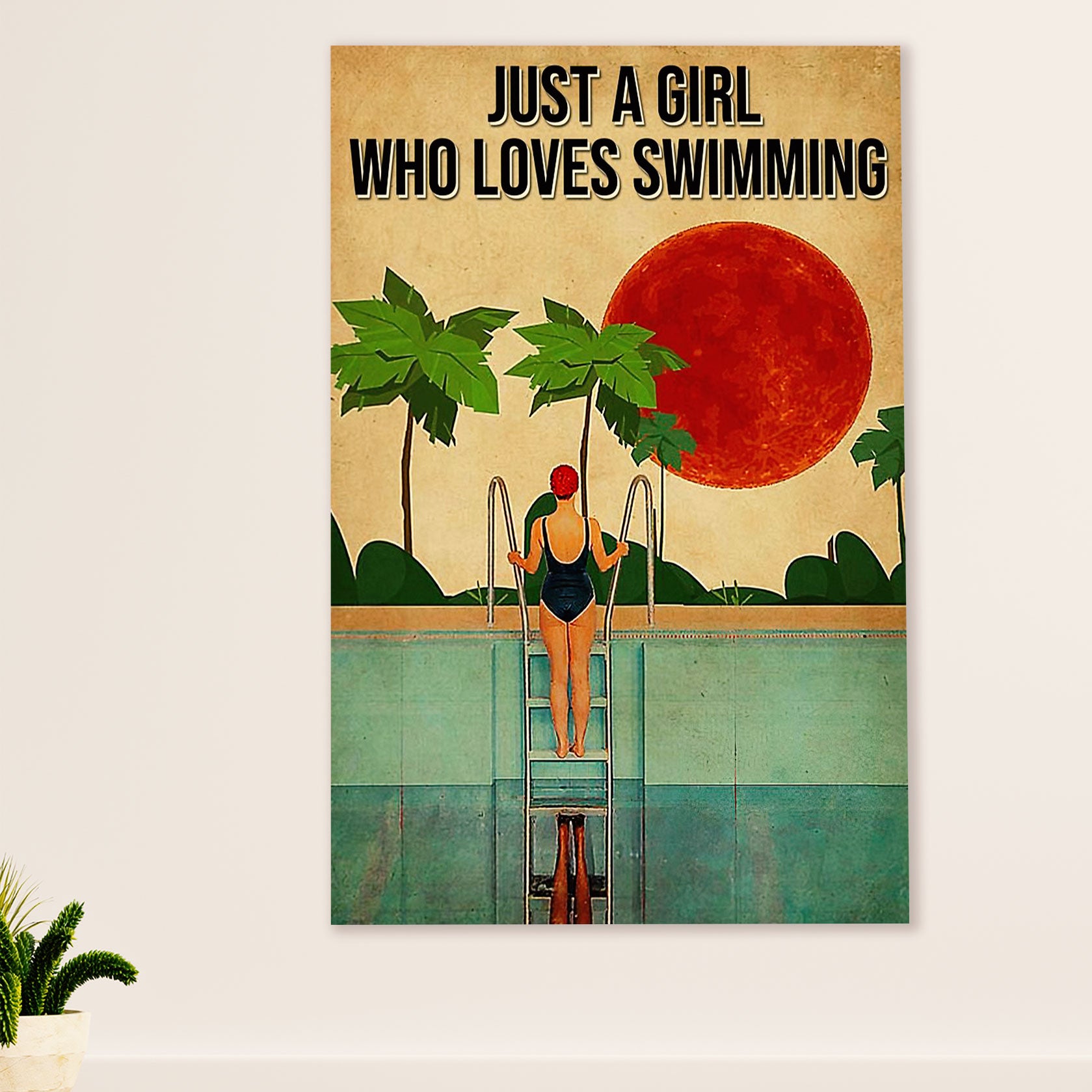 Swimming Poster Room Wall Art | Girl Loves Swimming | Gift for Swimmer