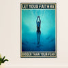 Swimming Poster Room Wall Art | Woman Faith Bigger Than Fear | Gift for Swimmer
