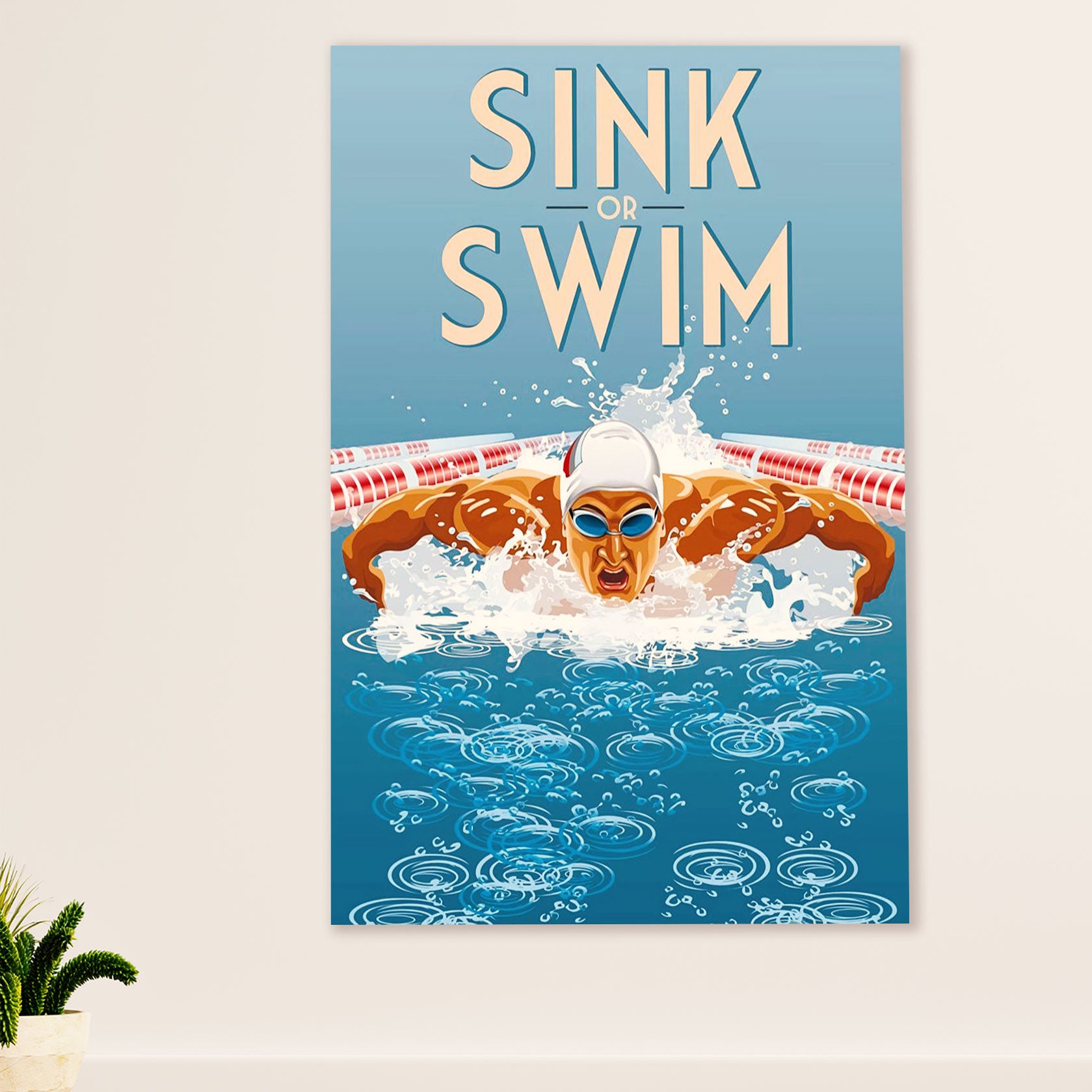 Swimming Poster Room Wall Art | Sink or Swim | Gift for Swimmer