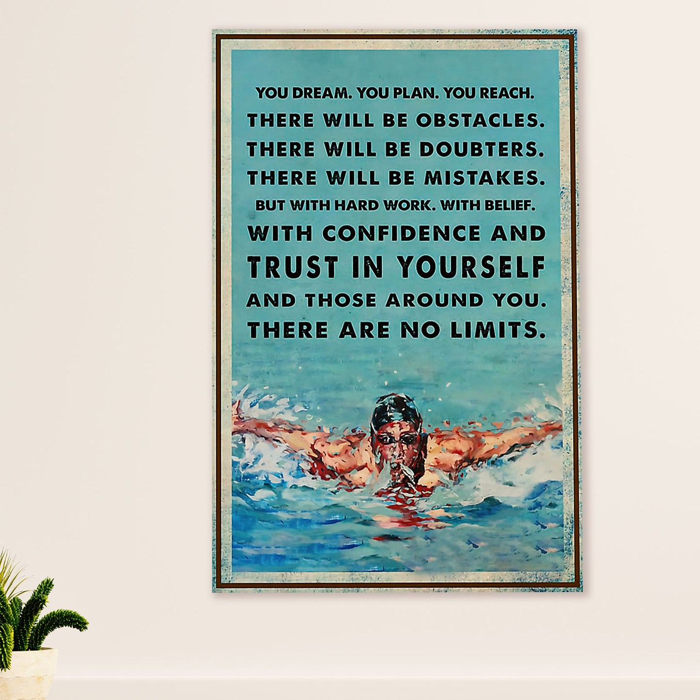 Swimming Poster Room Wall Art | Trust In Yourself | Gift for Swimmer