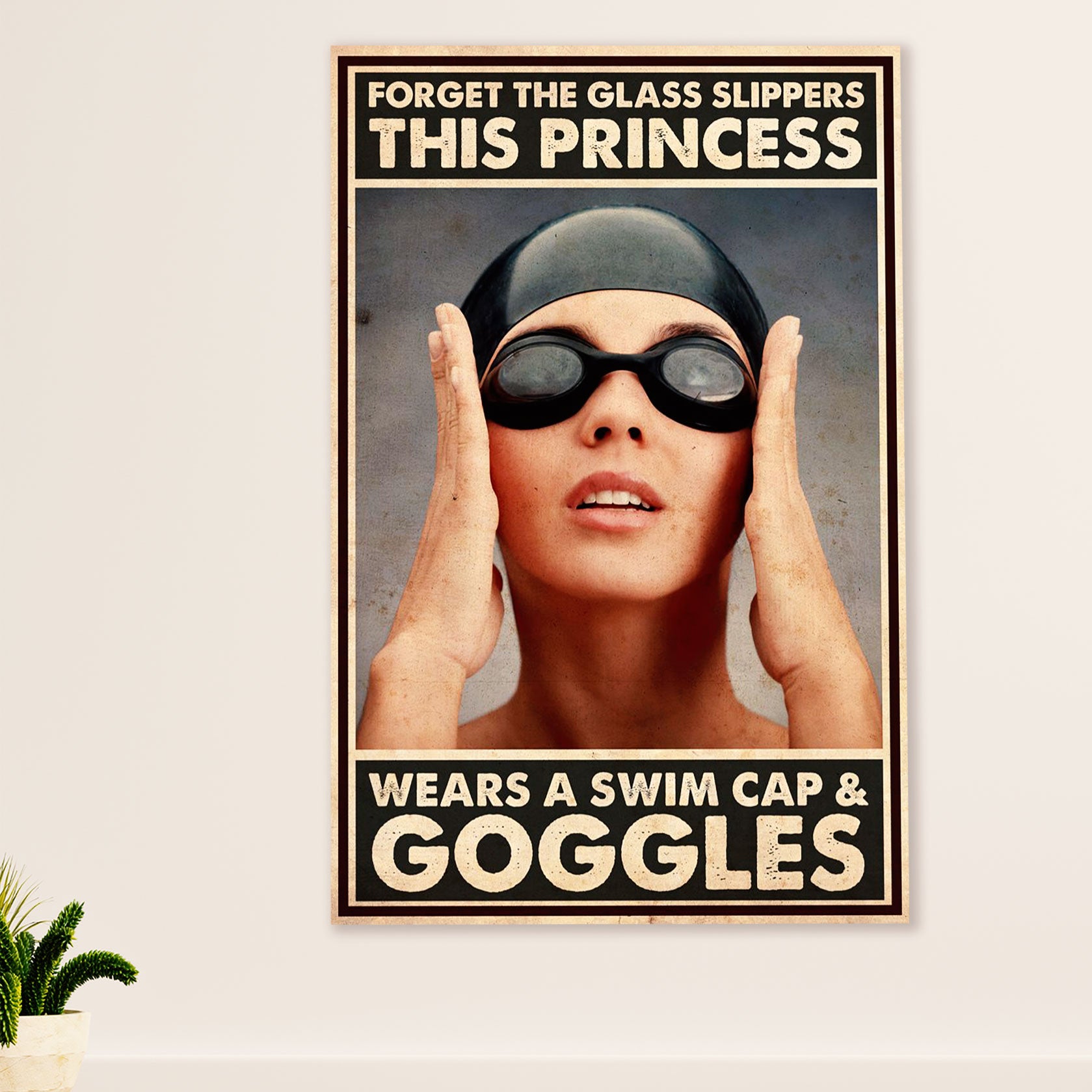 Swimming Poster Room Wall Art | Wears Swim Caps | Gift for Swimmer