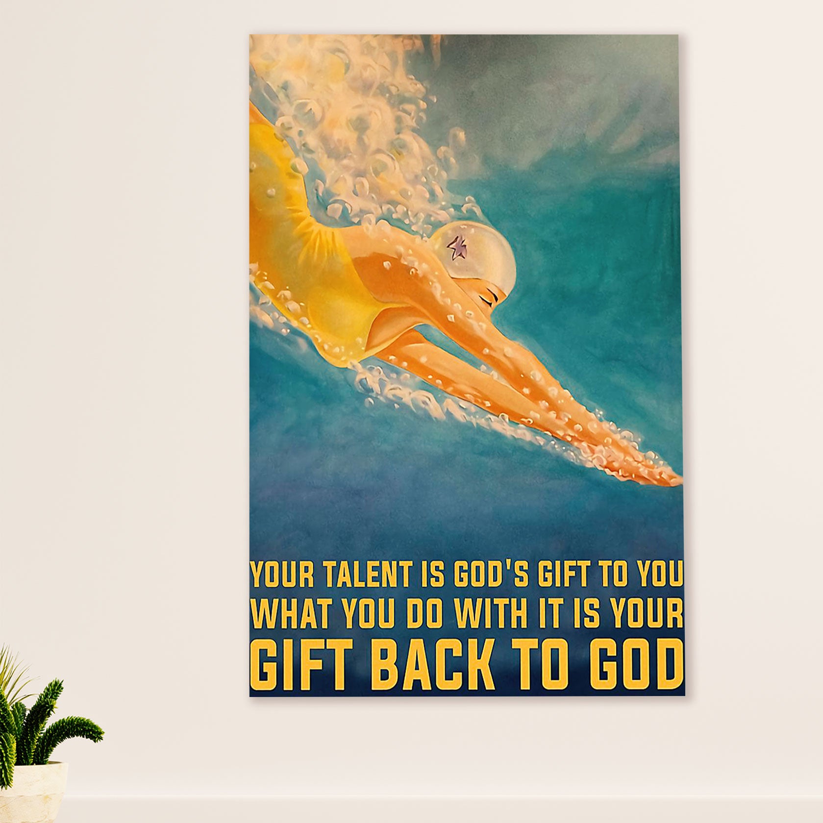 Swimming Poster Room Wall Art | Gift Back To God | Gift for Swimmer