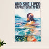 Swimming Poster Room Wall Art | She Lived Happily | Gift for Swimmer