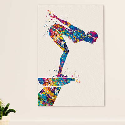 Swimming Poster Room Wall Art | Colorful Swimmer | Gift for Swimmer