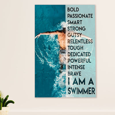 Swimming Poster Room Wall Art | Bold Passionate | Gift for Swimmer
