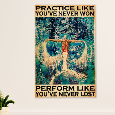 Swimming Poster Room Wall Art | Perform Like You've Never Lost | Gift for Swimmer