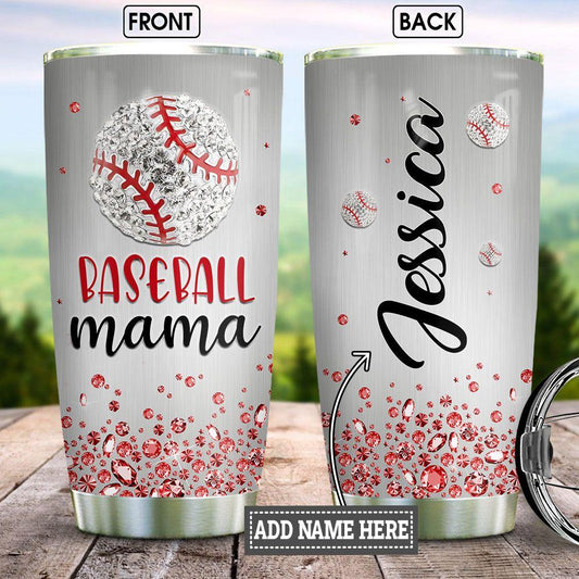 Personalized Baseball Mom Stainless Steel Tumbler Cups Drinkware 20oz - MostSuit Jewelry Style