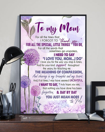 For All Times I Forgot To Thank You Canvas And Poster, Mother’s Day Greetings, Mother’s Day Gift From Daughter To Mom, Warm Home Decor Wall Art Visual Art