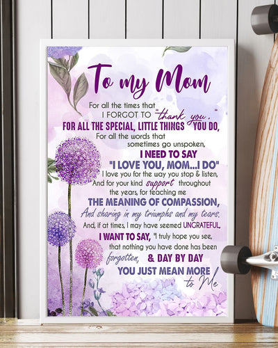 For All Times I Forgot To Thank You Canvas And Poster, Mother’s Day Greetings, Mother’s Day Gift From Daughter To Mom, Warm Home Decor Wall Art
