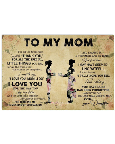For All The Times I Forgot To Thank You To Mom Canvas And Poster, Best Mother’s Day Gift Ideas, Mother’s Day Gift From Daughter To Mom, Warm Home Decor Wall Art
