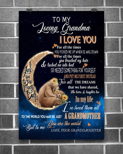 You Pick Me Up When I Was Down Bear Canvas And Poster, Happy Mother’s Day Ideas, Mother’s Day Gift From Granddaughter To Grandma, Warm Home Decor Wall Art
