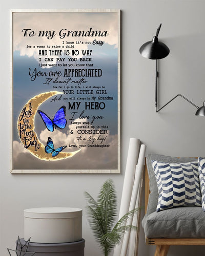 My Grandma My Hero Canvas And Poster, Mother’s Day Greetings, Mother’s Day Gift From Granddaughter To Grandma, Warm Home Decor Wall Art Visual Art