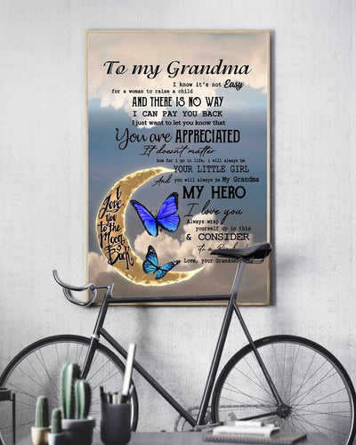 My Grandma My Hero Canvas And Poster, Mother’s Day Greetings, Mother’s Day Gift From Granddaughter To Grandma, Warm Home Decor Wall Art