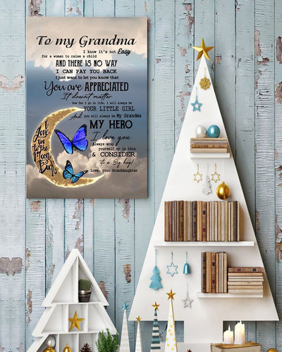 My Grandma My Hero Canvas And Poster, Mother’s Day Greetings, Mother’s Day Gift From Granddaughter To Grandma, Warm Home Decor Wall Art