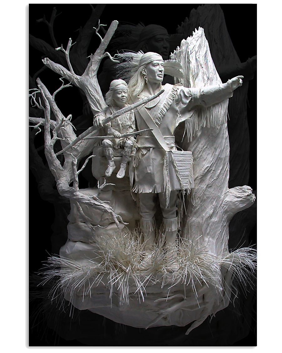 Fantastic Paper Artwork Native American Father Canvas And Poster | Wall Decor