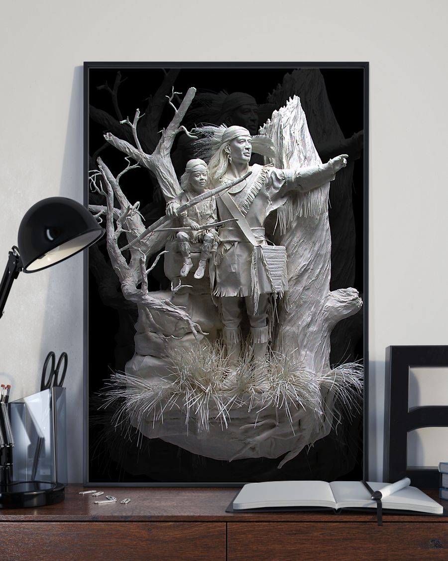 Fantastic Paper Artwork Native American Father Canvas And Poster | Wall Decor
