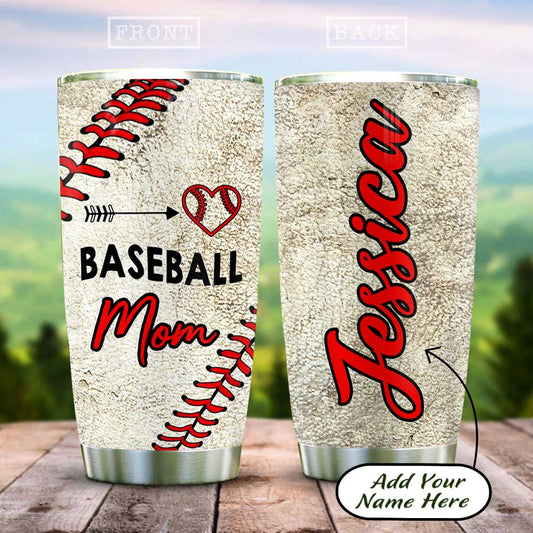 Baseball Mom Personalized Stainless Steel Tumbler Cups Drinkware 20oz - MostSuit