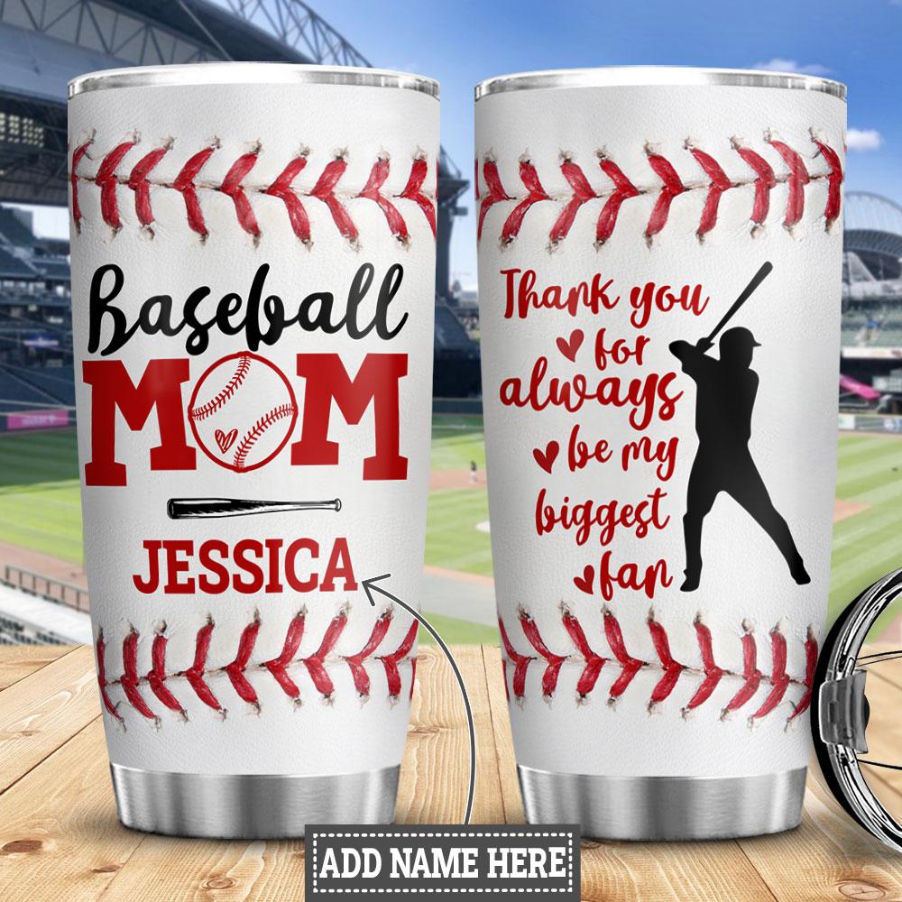 Personalized Baseball Mom Stainless Steel Tumbler Cups Drinkware 20oz - MostSuit