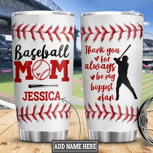 Personalized Baseball Mom Stainless Steel Tumbler Cups Drinkware 20oz - MostSuit