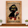 Gardening Poster Home Décor Wall Art | Distracted by Garden & Wine | Gift for Gardener, Plants Lover