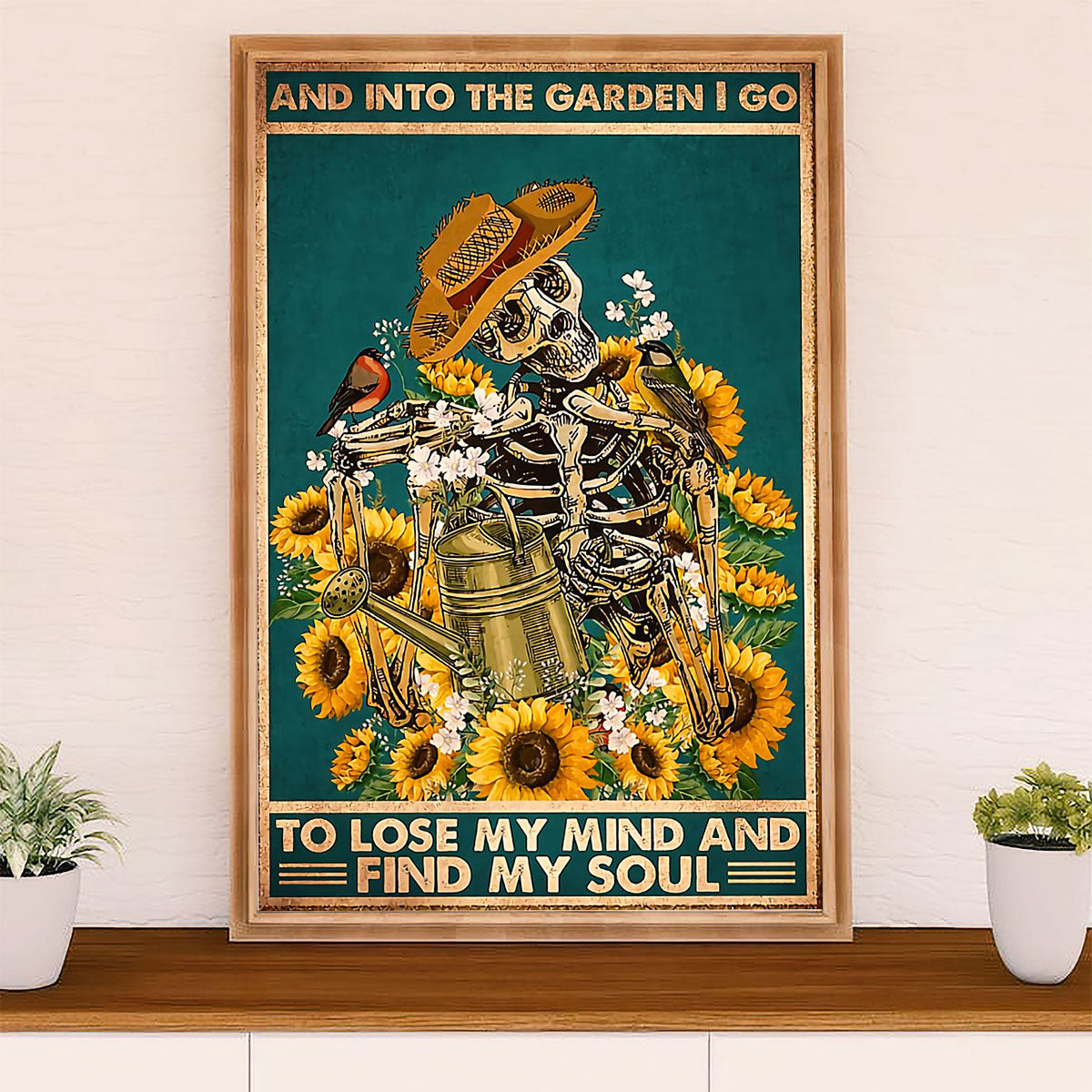 Gardening Poster Home Décor Wall Art | Skeleton Sunflowers | Gift for Gardener, Plants Lover