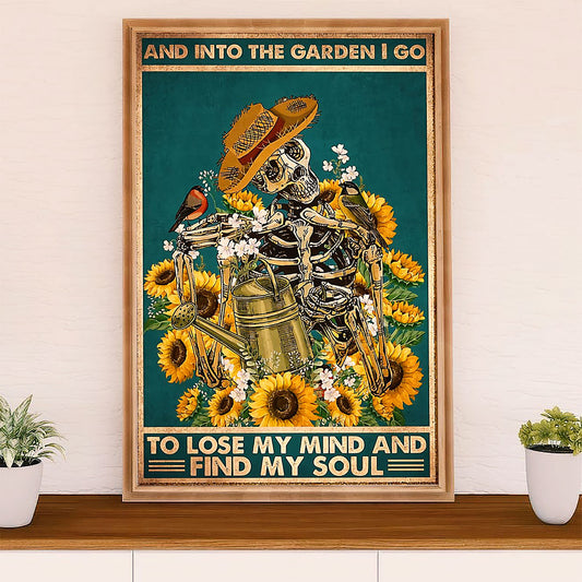 Gardening Poster Home Décor Wall Art | Skeleton Sunflowers | Gift for Gardener, Plants Lover