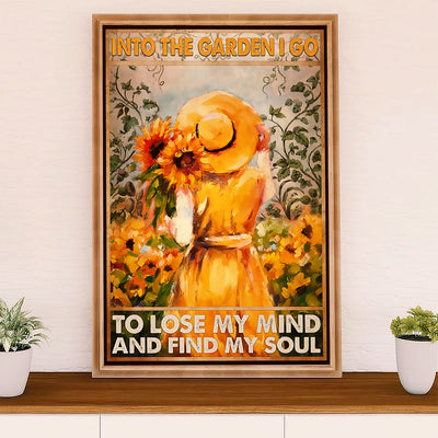 Gardening Poster Home Décor Wall Art | Girl Sunflowers | Gift for Gardener, Plants Lover