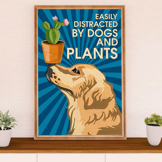 Gardening Poster Home Décor Wall Art | Distracted by Dogs & Plants | Gift for Gardener, Plants Lover