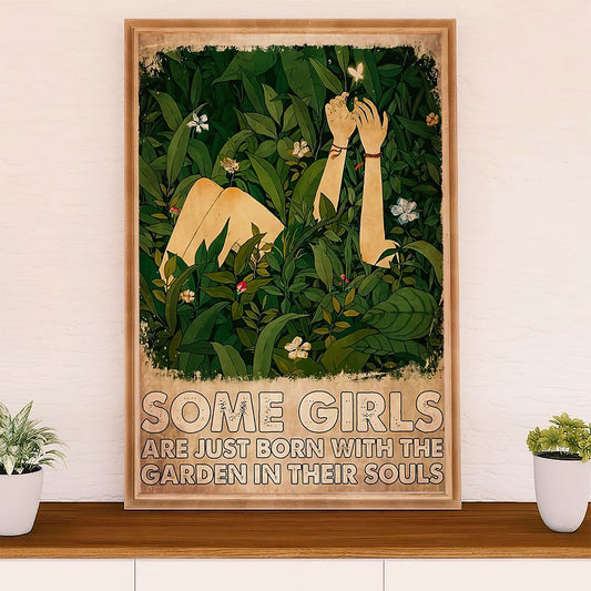 Gardening Poster Home Décor Wall Art | Girls Born With Garden | Gift for Gardener, Plants Lover