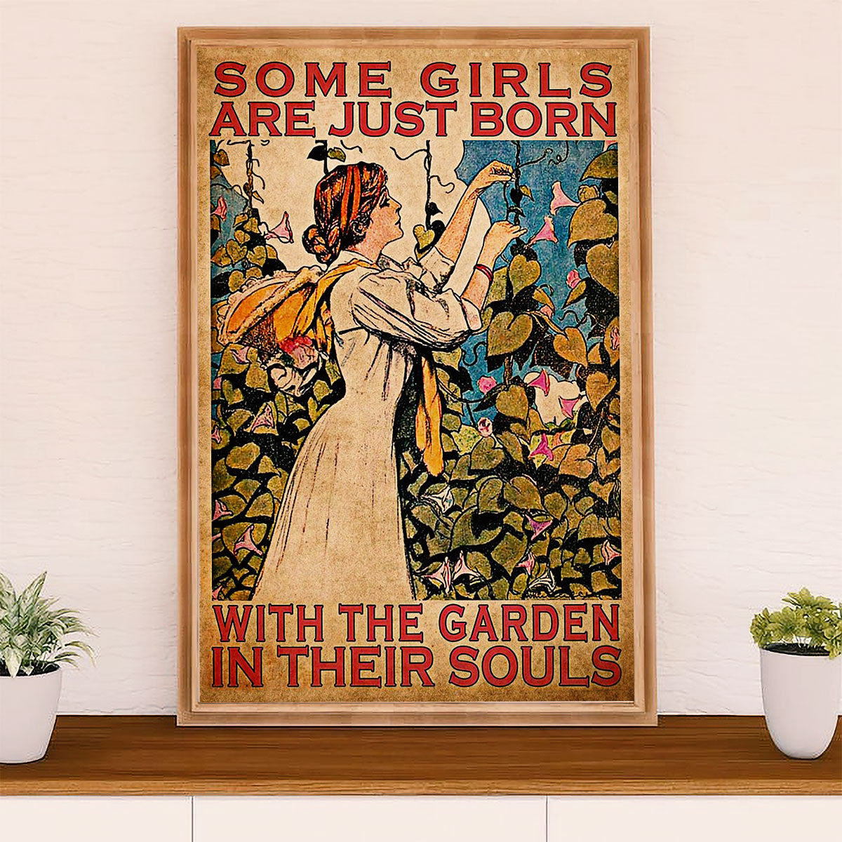 Gardening Poster Home Décor Wall Art | Girl In The Garden | Gift for Gardener, Plants Lover