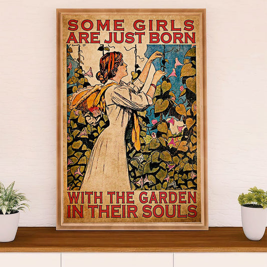 Gardening Poster Home Décor Wall Art | Girl In The Garden | Gift for Gardener, Plants Lover