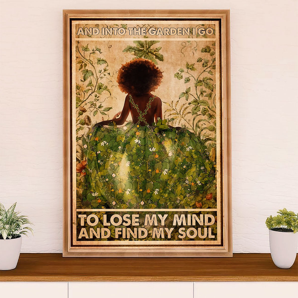 Gardening Poster Home Décor Wall Art | Black Queen in Garden | Gift for Gardener, Plants Lover