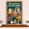 Gardening Poster Home Décor Wall Art | Distracted by Cats & Garden | Gift for Gardener, Plants Lover